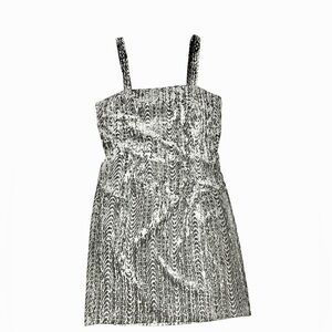 Vintage Flora Ashley Two-Piece Velvet Metallic Geometric Print Silver Skirt Set